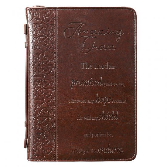 Amazing Grace in Brown Bible Cover - Medium