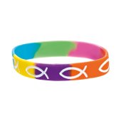 Silicone Bracelet - Fish - Rainbow/White