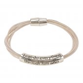 Bracelet - Phil 4:13 - Spring Wire - Silver Plated - Magnet Closure