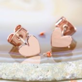 Shiny Heart Earrings In Rose Gold
