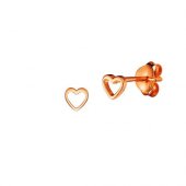 Pink Rose Plated - Open Heart - Stud Earring