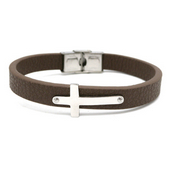 Brown Leather Bracelet - Cross