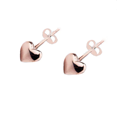Øreringe med hjerte i rosaforgyldt sølv